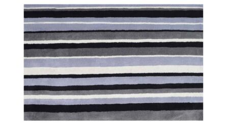 Black And White Stripes Hand Tufted Wool